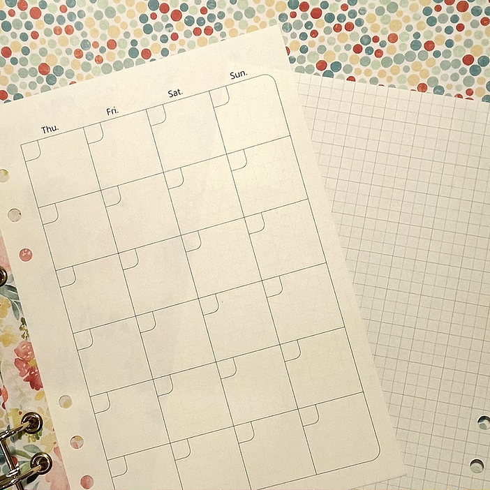 Miyu A5 Planner Refill - Monthly Calendar