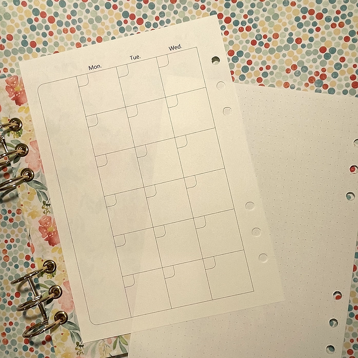 Miyu A5 Planner Refill - Monthly Calendar