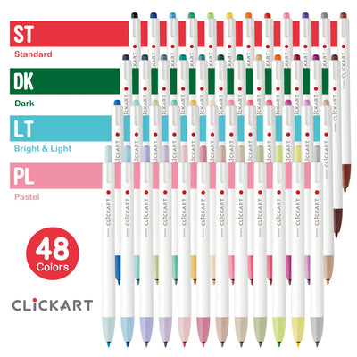 Zebra CLiCKART Retractable Markers 12 Colours Set - Pastel