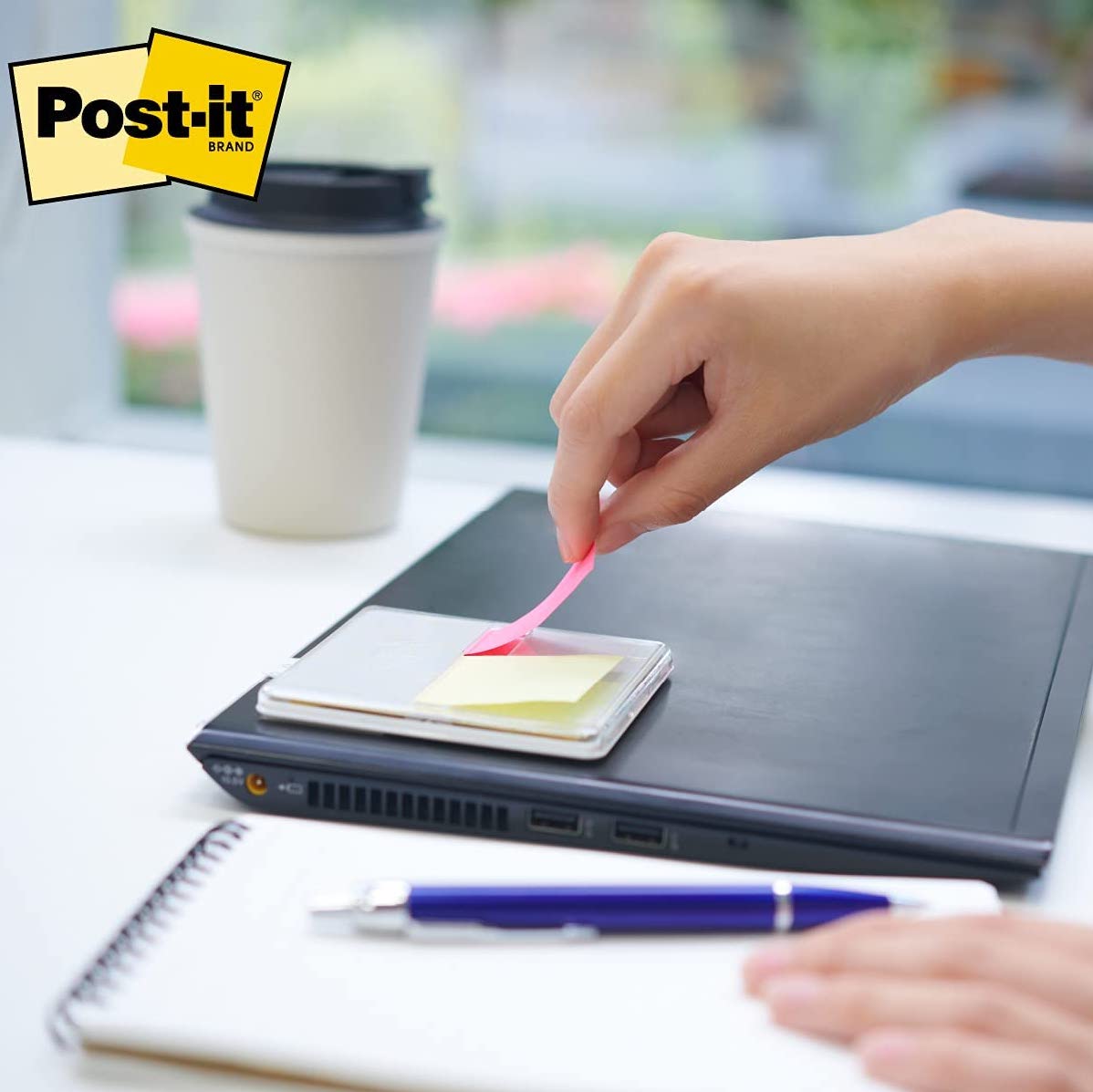 3M Post-it Assorted Colours Sticky Notes with Portable Dispenser - Grey