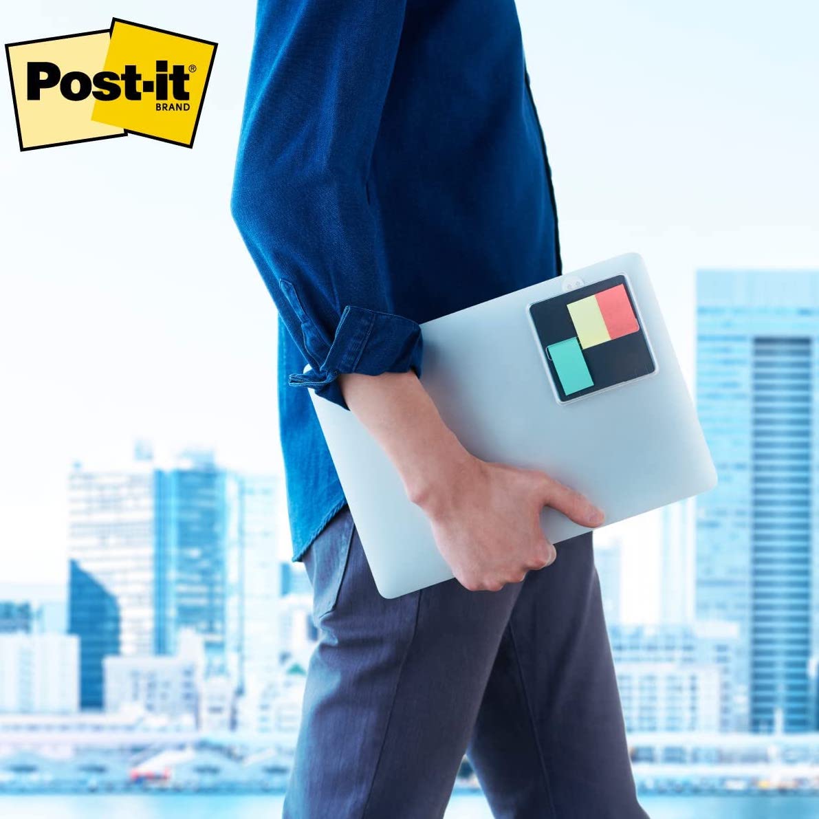 3M Post-it Assorted Colours Sticky Notes with Portable Dispenser - Grey