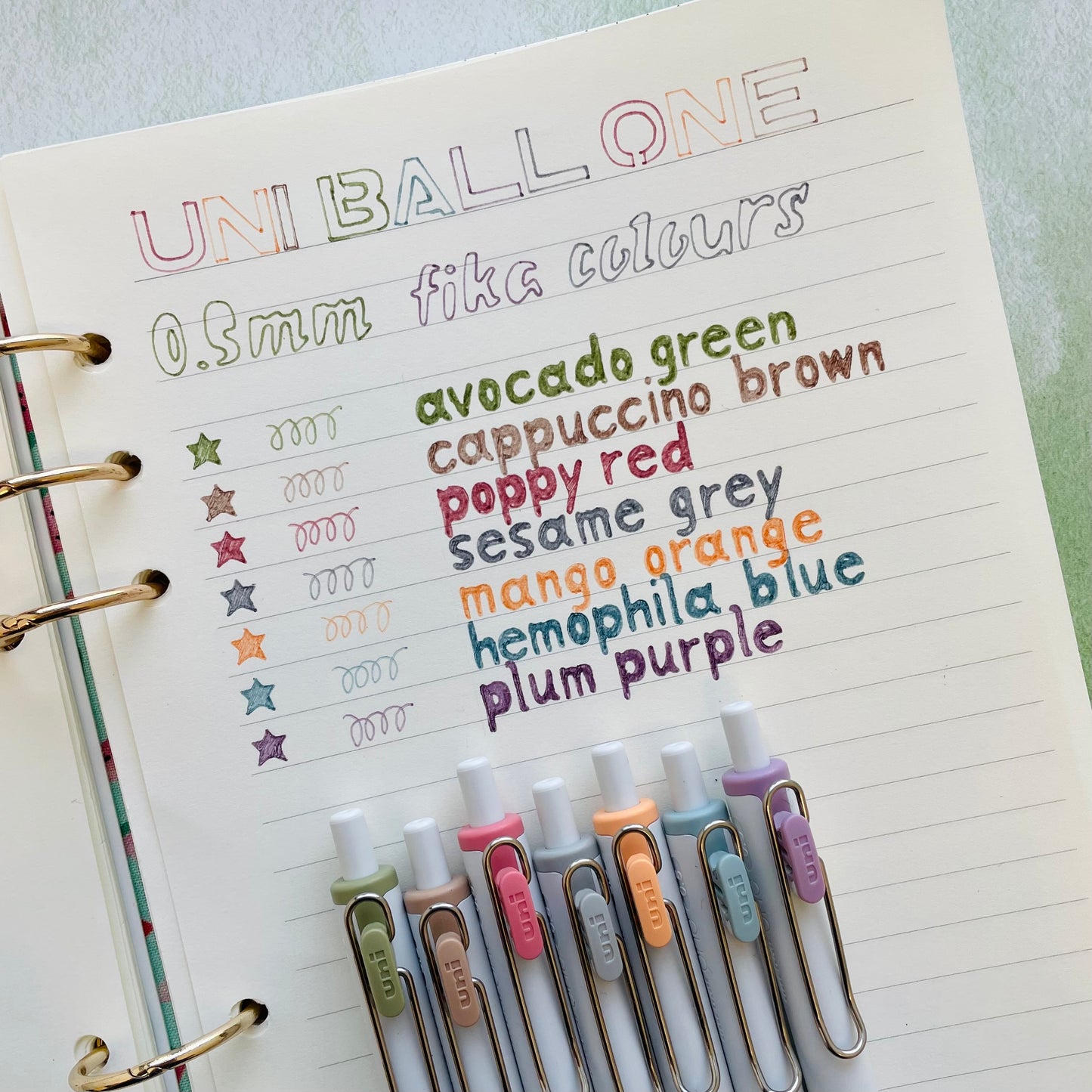 Uni-ball One Gel Pens 0.5mm - Fika Colours