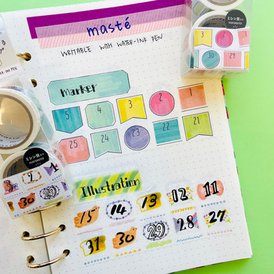 Mark's Masté Writable Perforated Masking Tape with Dates - Hand-Painted Monochrome