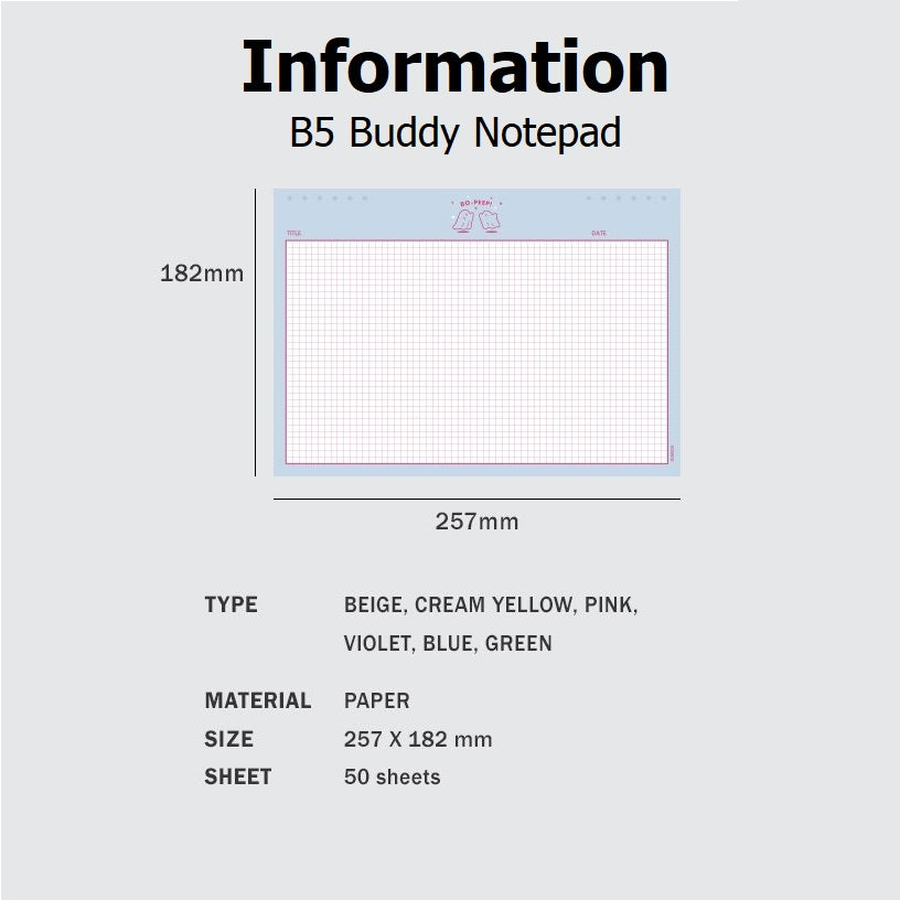 Iconic B5 Buddy Grid Notepad (Horizontal)