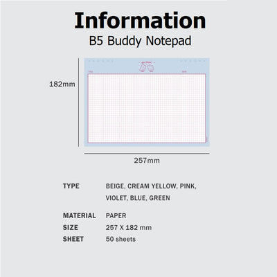 Iconic B5 Buddy Grid Notepad (Horizontal)