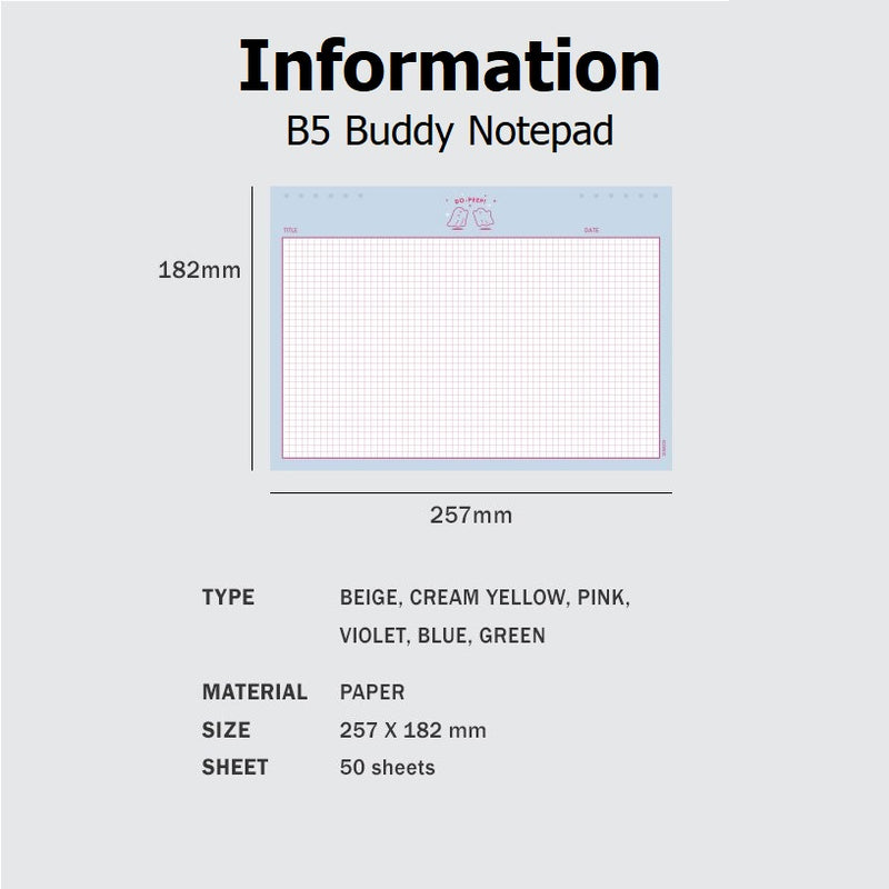 Iconic B5 Buddy Grid Notepad (Horizontal)