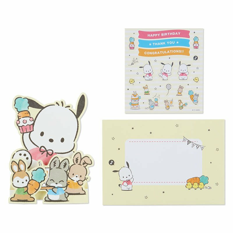 Sanrio Multipurpose Greeting Card with Stickers - Pochacco Carrot Cake