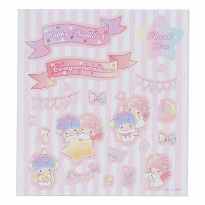 Sanrio Multipurpose Greeting Card with Stickers - Little Twin Stars Pink Starry Sky