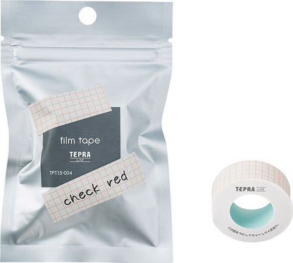 King Jim Tepra Lite Film Tape - Check Red (15mm)
