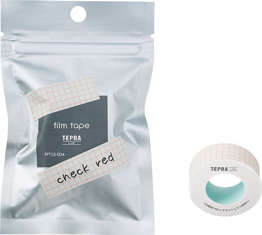 King Jim Tepra Lite Film Tape - Check Red (15mm)