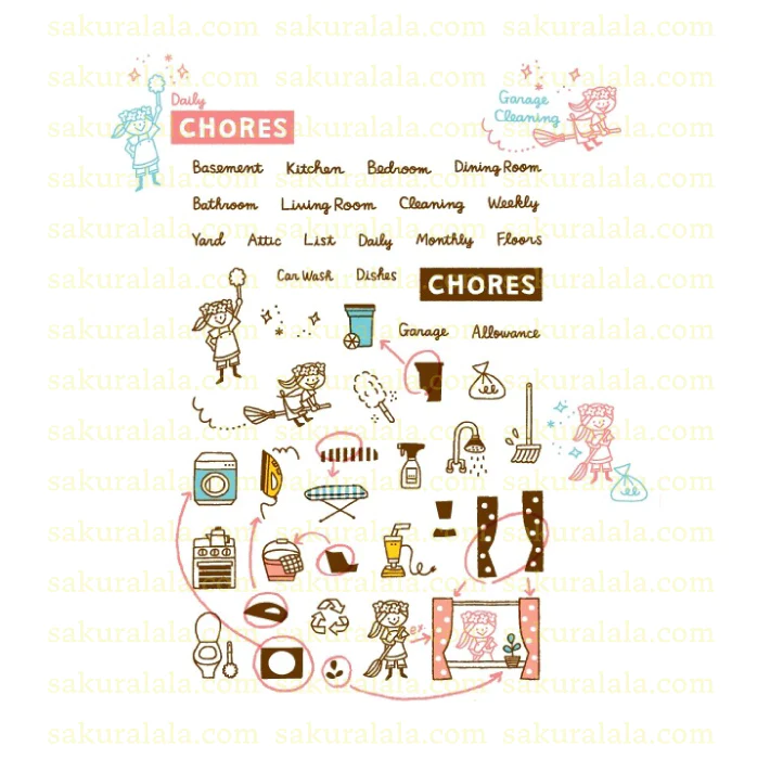 Sakuralala x Igloo*Dining* 365™ Clear Stamps - Chores