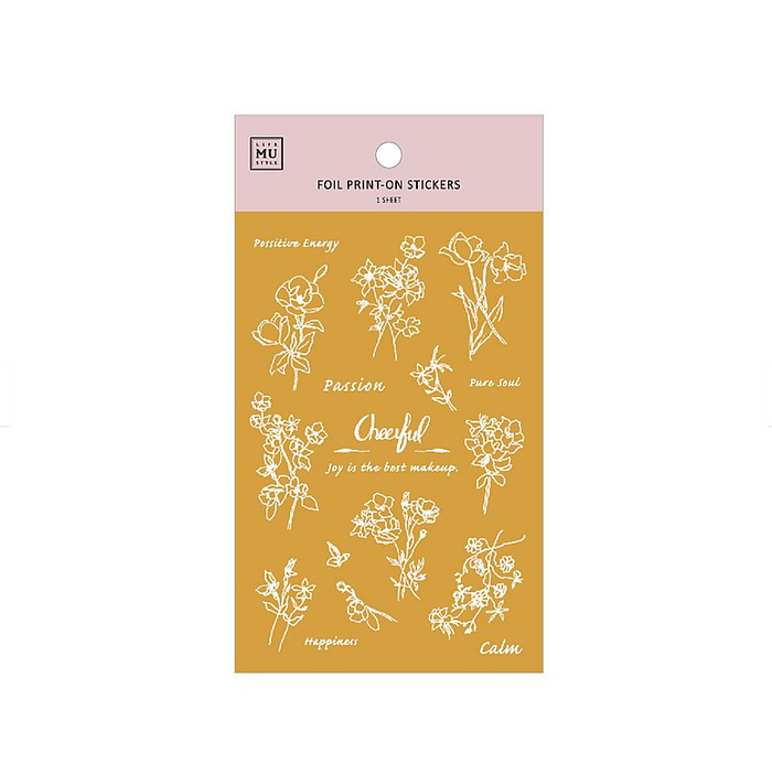 MU Lifestyle Gold Foil Print-On Sticker - Cheerful Golden Flower