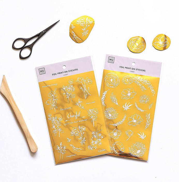 MU Lifestyle Gold Foil Print-On Sticker - Cheerful Golden Flower