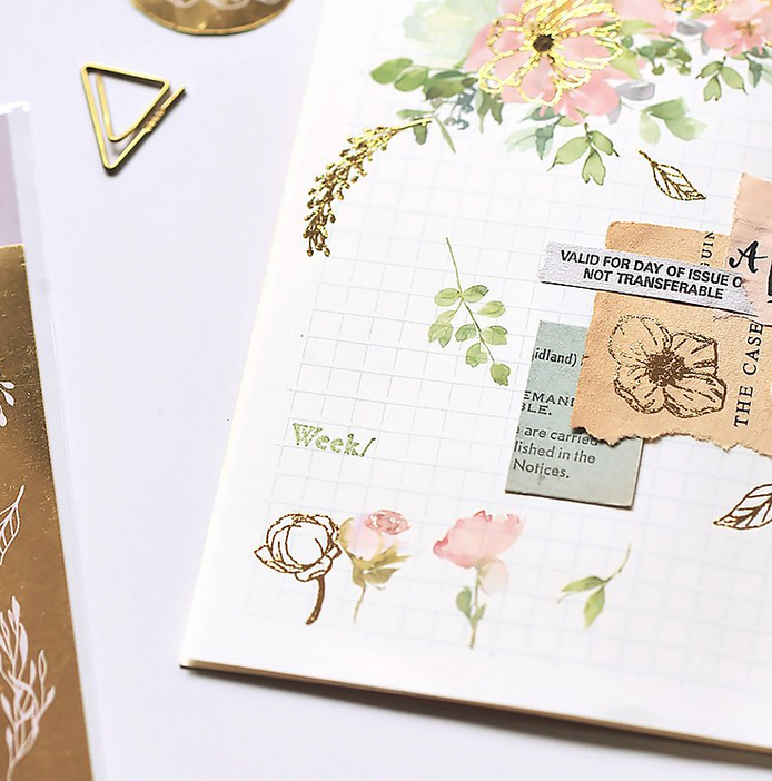 MU Lifestyle Gold Foil Print-On Sticker - Golden Lotus & Roses