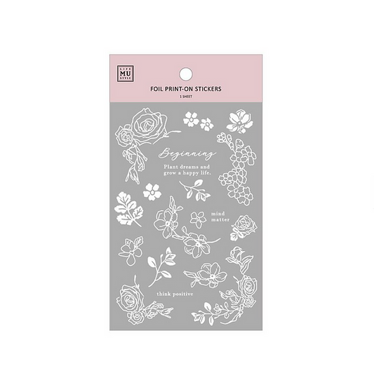MU Lifestyle Silver Foil Print-On Sticker - Silver Flower Dance