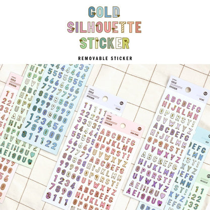 Iconic Gold Silhouette Alphabet & Number Stickers