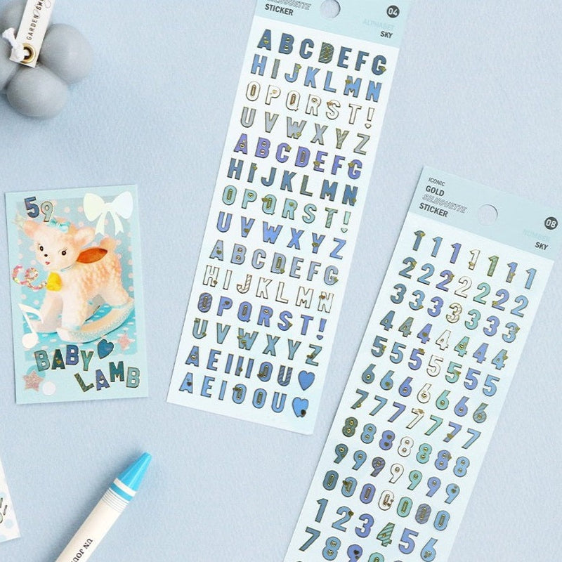 Iconic Gold Silhouette Alphabet & Number Stickers