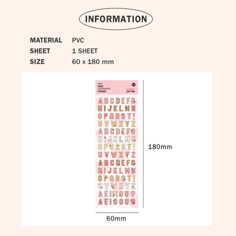 Iconic Gold Silhouette Alphabet & Number Stickers