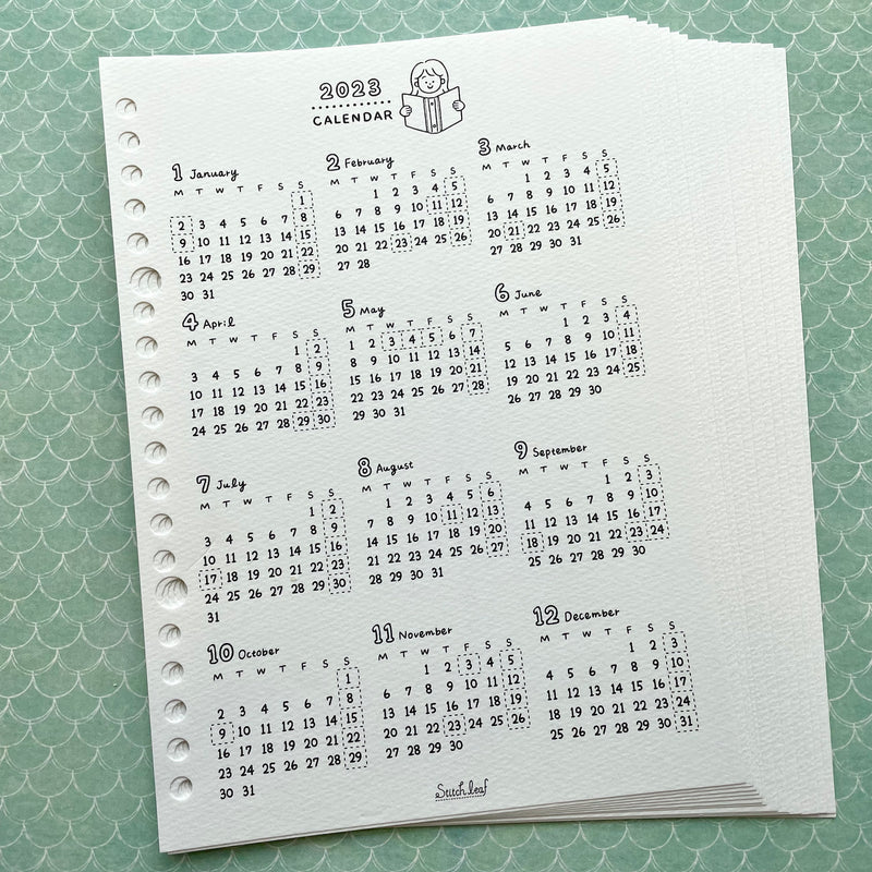 Stitch Leaf Loose Leaf 2023 Calendar - A5 Vertical