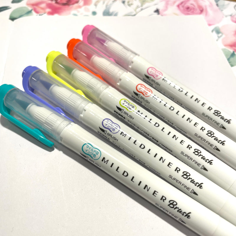 Zebra MILDLINER Double Ended Brush Pen Set - Refresh Bright
