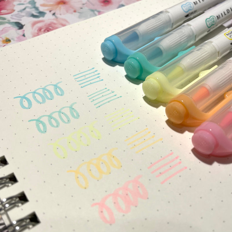 Zebra MILDLINER Double Ended Brush Pen Set - Fluorescent