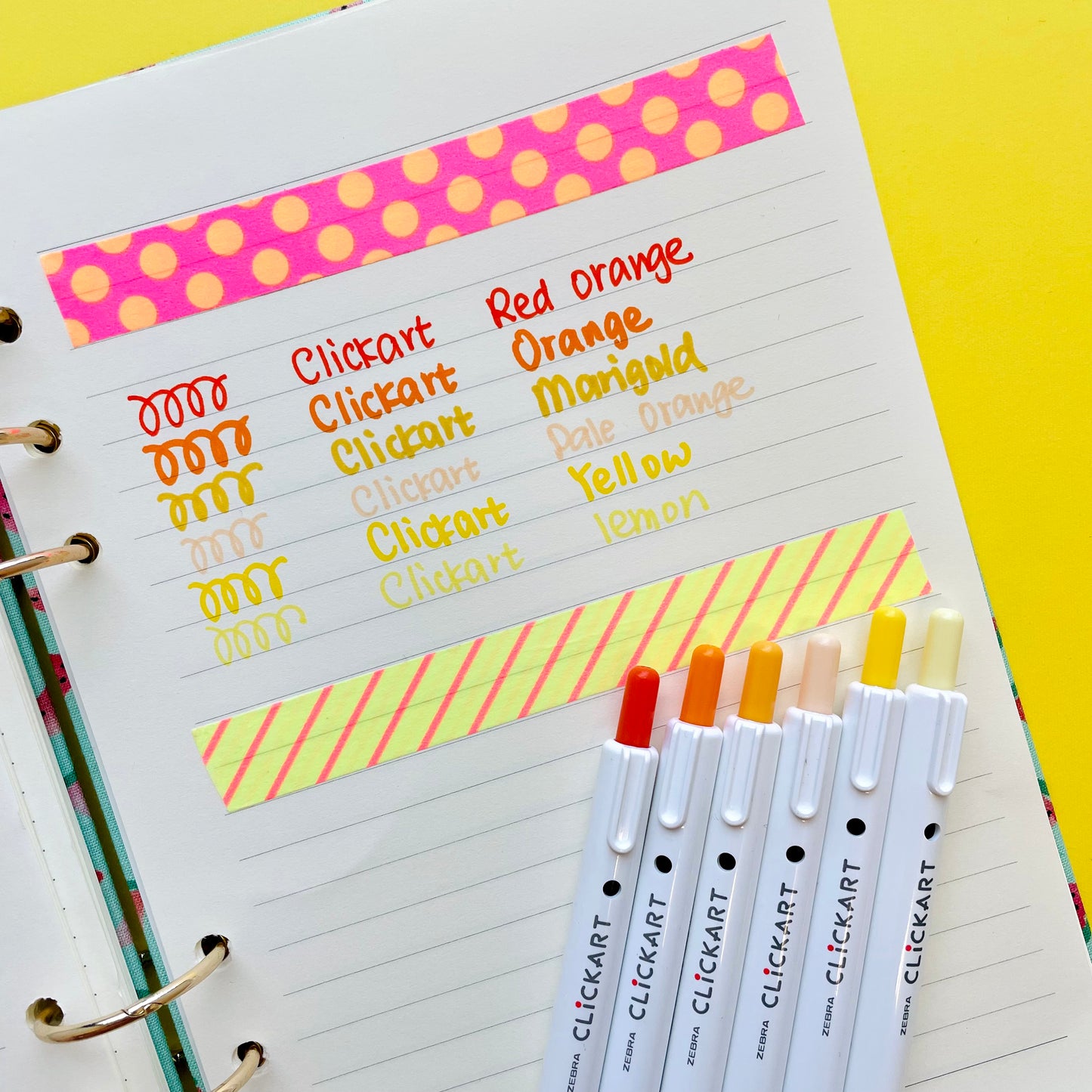 Zebra CLiCKART Retractable Markers - Orange and Yellow Series