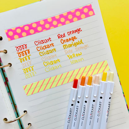 Zebra CLiCKART Retractable Markers - Orange and Yellow Series