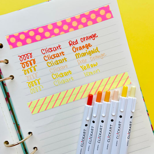 Zebra CLiCKART Retractable Markers - Orange and Yellow Series