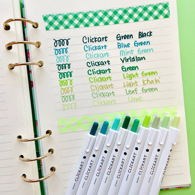 Zebra CLiCKART Retractable Markers - Green Series