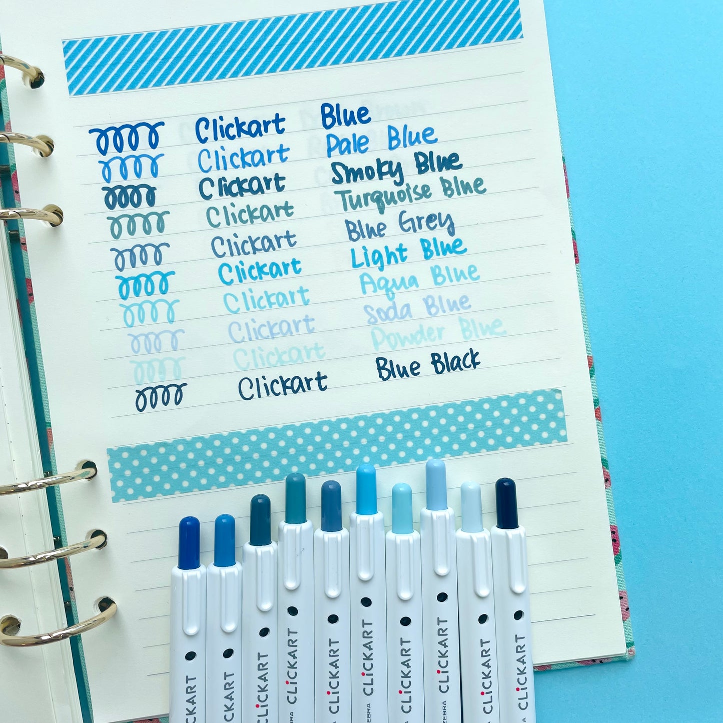 Zebra CLiCKART Retractable Markers - Blue Series
