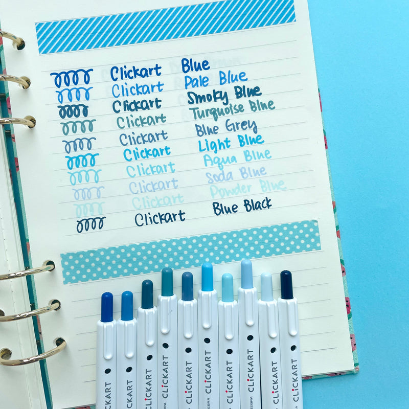 Zebra CLiCKART Retractable Markers - Blue Series