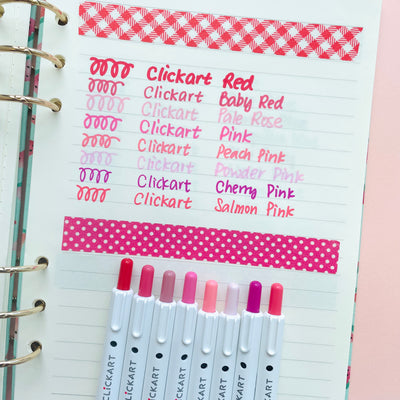 Clickart Retractable Marker Pens - 48 color options - Cherry Pink - 15