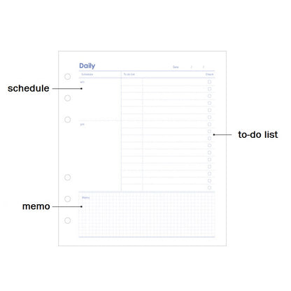 Jam Studio A6 Wide Planner Refill - 05 Daily Blue