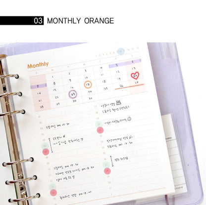 Jam Studio A6 Wide Planner Refill - 03 Monthly Orange