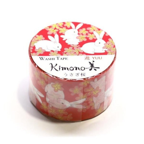 Kamiiso Sansyo Kimono Yuu Masking Tape - Rabbit Sakura