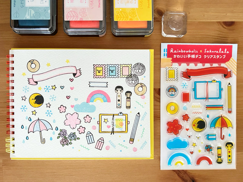 Sakuralala x Rainbowholic Clear Stamps - Kawaii Journaling