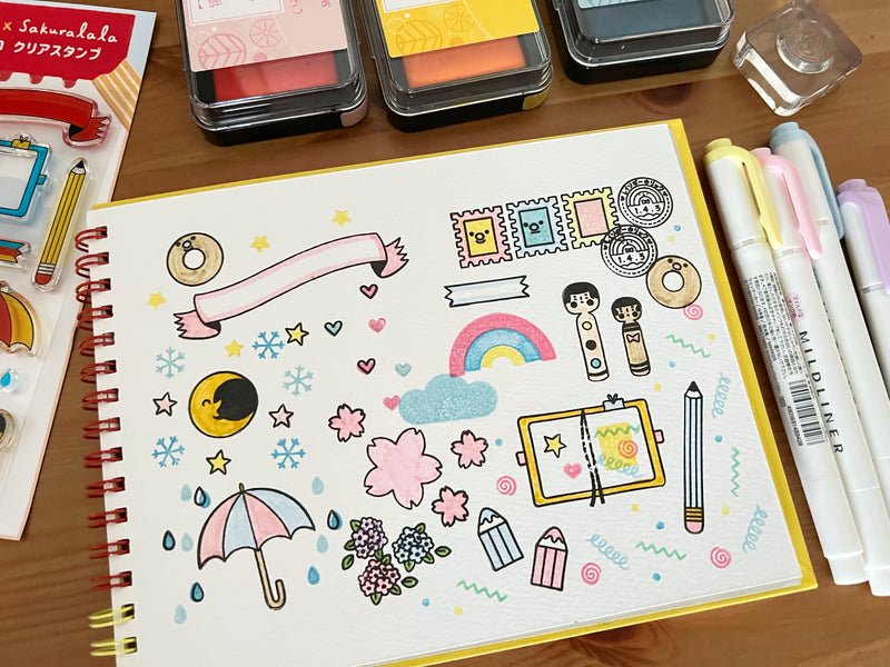 Sakuralala x Rainbowholic Clear Stamps - Kawaii Journaling