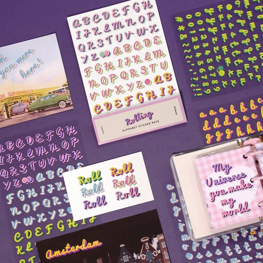 Iconic Alphabet & Number Sticker Pack - Rolling