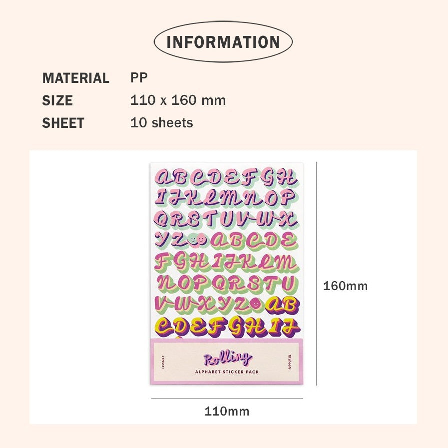 Iconic Alphabet & Number Sticker Pack - Rolling