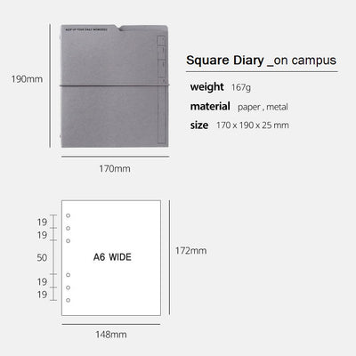 Jam Studio A6 Wide Square Diary Paper Cover