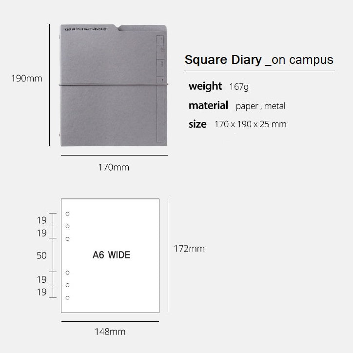 Jam Studio A6 Wide Square Diary Paper Cover