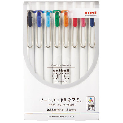 Uni-ball One Gel Pens 8 Colour Set 0.38mm