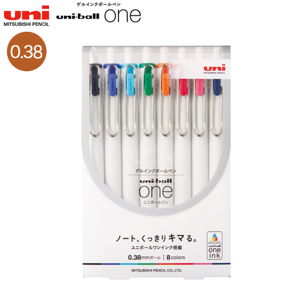 Uni-ball One Gel Pens 8 Colour Set 0.38mm