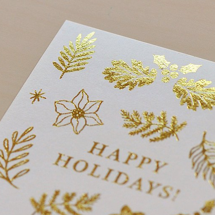 MU Lifestyle Gold Foil Print On Stickers - Golden Christmas Flowers