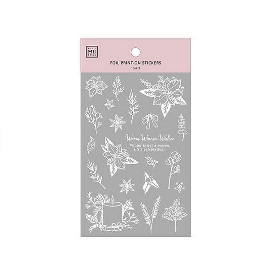 MU Lifestyle Silver Foil Print On Stickers - Warm Winter Wishes