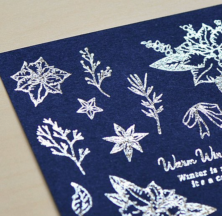 MU Lifestyle Silver Foil Print On Stickers - Warm Winter Wishes