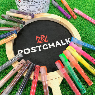 Kuretake ZIG POSTCHALK Marker Wet-Wipe 6mm Tip - Basic 8 Colours Set