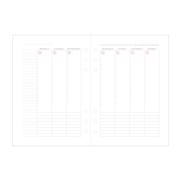 Mark's A5 System Planner Diary Refill - Weekly Vertical Pink