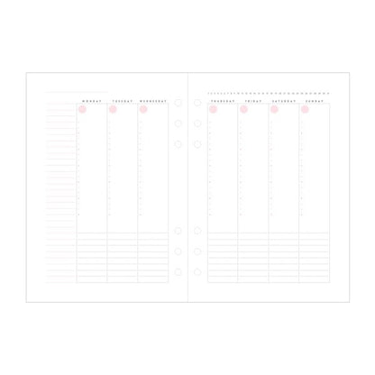 Mark's A5 System Planner Diary Refill - Weekly Vertical Pink