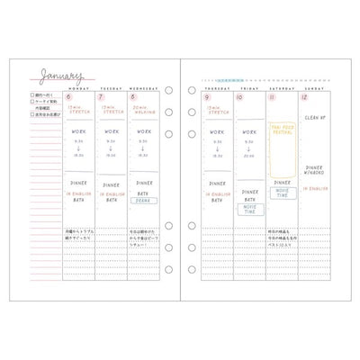 Mark's A5 System Planner Diary Refill - Weekly Vertical Pink
